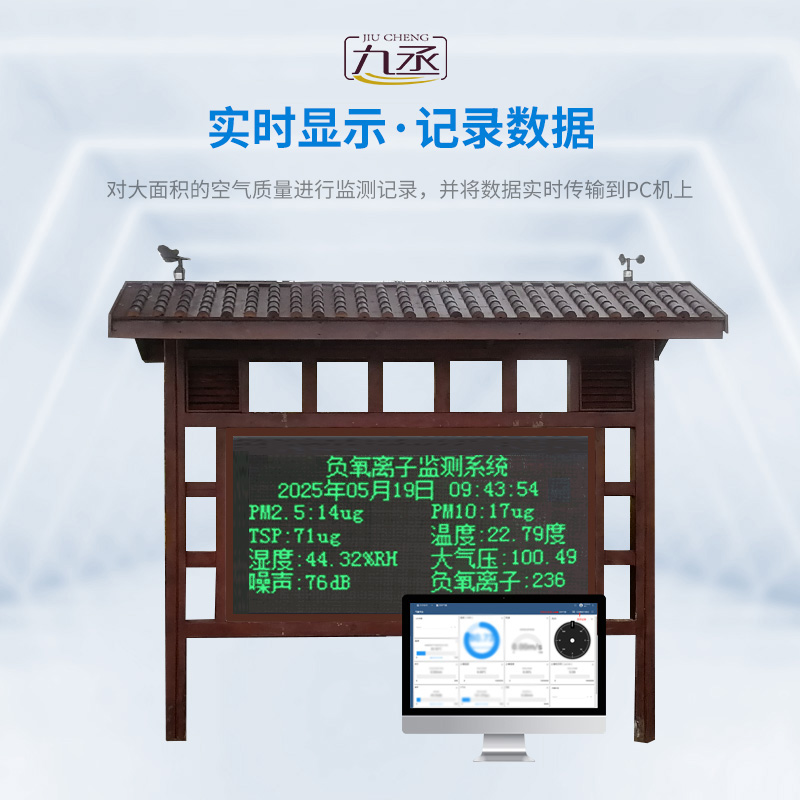 負氧離子濃度監(jiān)測儀，與景觀木亭結合，城市新風尚